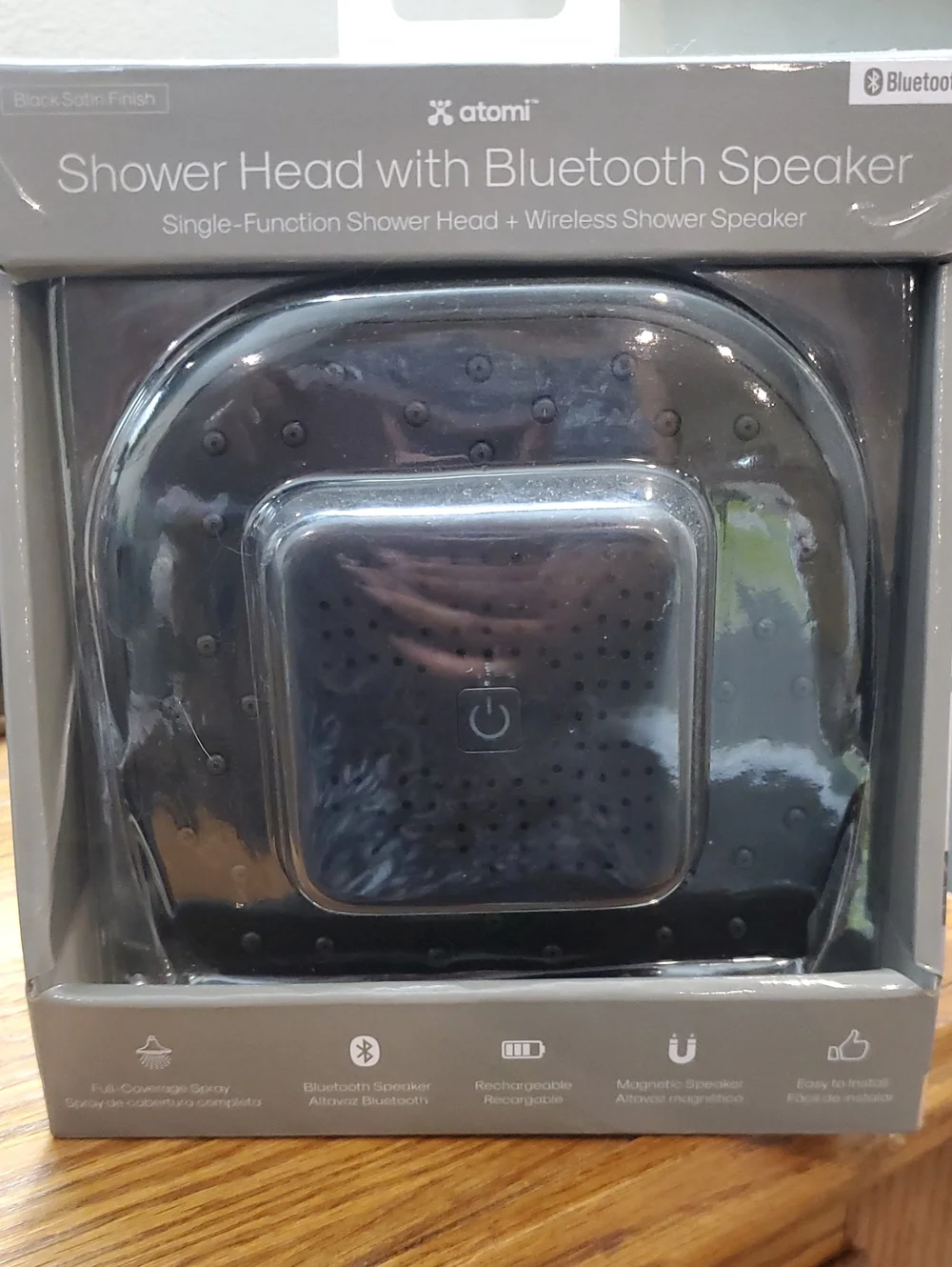 Atomi Shower Head with Bluetooth Speaker - Black Satin Finish- NEW